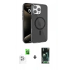 MARSİLYAN™- iPhone 16 Pro Max Kılıf Doruk Doku Özel Seri - Siyah 360 Mat Full Body Arka Koruyucu + Raze Metal Kamera Lens - BZ