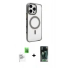 MARSİLYAN™- iPhone 16 Pro Max Kılıf Doruk Doku Özel Seri - Siyah 360 Mat Full Body Arka Koruyucu + Raze Metal Kamera Lens - BZ