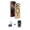MARSİLYAN™- iPhone 16 Pro Max Kılıf Doruk Doku Özel Seri - Siyah 360 Mat Full Body Arka Koruyucu + Bilvis Titan Kamera Lens - SH
