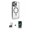 MARSİLYAN™- iPhone 16 Pro Max Kılıf Doruk Doku Özel Seri - Siyah 360 Mat Full Body Arka Koruyucu + Bilvis Titan Kamera Lens - TMGI