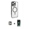 MARSİLYAN™- iPhone 16 Pro Max Kılıf Doruk Doku Özel Seri - Siyah 360 Mat Full Body Arka Koruyucu + PVD Metal Kamera Lens - GD