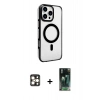 MARSİLYAN™- iPhone 16 Pro Max Kılıf Doruk Doku Özel Seri - Siyah 360 Mat Full Body Arka Koruyucu + PVD Metal Kamera Lens - GD