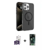 MARSİLYAN™- iPhone 16 Pro Max Kılıf Doruk Doku Özel Seri - Siyah 360 Mat Full Body Arka Koruyucu + Bilvis Titan Kamera Lens - GS