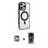 MARSİLYAN™- iPhone 16 Pro Max Kılıf Doruk Doku Özel Seri - Siyah 360 Mat Full Body Arka Koruyucu + PVD Metal Kamera Lens - GS