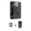 MARSİLYAN™- iPhone 16 Pro Max Kılıf Doruk Doku Özel Seri - Siyah 360 Mat Full Body Arka Koruyucu + PVD Metal Kamera Lens - GS