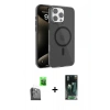 MARSİLYAN™- iPhone 16 Pro Max Kılıf Doruk Doku Özel Seri - Siyah 360 Mat Full Body Arka Koruyucu + Raze Metal Kamera Lens - SH