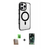 MARSİLYAN™- iPhone 16 Pro Max Kılıf Doruk Doku Özel Seri - Siyah 360 Mat Full Body Arka Koruyucu + Raze Metal Kamera Lens - CLTM