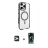 MARSİLYAN™- iPhone 16 Pro Max Kılıf Doruk Doku Özel Seri - Siyah 360 Mat Full Body Arka Koruyucu + PVD Metal Kamera Lens - SH