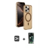 MARSİLYAN™- iPhone 16 Pro Max Kılıf Doruk Doku Özel Seri - Siyah 360 Mat Full Body Arka Koruyucu + PVD Metal Kamera Lens - SH