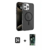 MARSİLYAN™- iPhone 16 Pro Max Kılıf Doruk Doku Özel Seri - Siyah 360 Mat Full Body Arka Koruyucu + PVD Metal Kamera Lens - SH