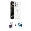 MARSİLYAN™- iPhone 16 Pro Max Kılıf Doruk Doku Özel Seri - Siyah 3D Antistatik Cam Ekran Koruyucu + Bilvis Titan Kamera Lens - SH