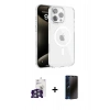 MARSİLYAN™- iPhone 16 Pro Max Kılıf Doruk Doku Özel Seri - Siyah 3D Antistatik Hayalet Cam Ekran Koruyucu + Bilvis Titan Kamera Lens - GS
