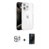MARSİLYAN™- iPhone 16 Pro Max Kılıf Doruk Doku Özel Seri - Siyah 3D Antistatik Hayalet Cam Ekran Koruyucu + Pers Alüminyum Kamera Lens - GS
