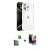 MARSİLYAN™- iPhone 16 Pro Max Kılıf Doruk Doku Özel Seri - Siyah 3D Antistatik Mat Seramik Nano Ekran Koruyucu + Raze Metal Kamera Lens - SH