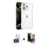 MARSİLYAN™- iPhone 16 Pro Max Kılıf Doruk Doku Özel Seri - Siyah 3D Antistatik Mat Seramik Nano Ekran Koruyucu + Bilvis Titan Kamera Lens - SH