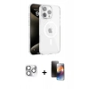 MARSİLYAN™- iPhone 16 Pro Max Kılıf Doruk Doku Özel Seri - Siyah 3D Antistatik Mat Seramik Nano Ekran Koruyucu + Pers Alüminyum Kamera Lens - GS