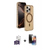 MARSİLYAN™- iPhone 16 Pro Max Kılıf Doruk Doku Özel Seri - Siyah 3D Antistatik Mat Seramik Nano Ekran Koruyucu + Bilvis Titan Kamera Lens - GS