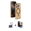 MARSİLYAN™- iPhone 16 Pro Max Kılıf Doruk Doku Özel Seri - Siyah 3D Antistatik Mat Seramik Nano Ekran Koruyucu + Bilvis Titan Kamera Lens - SH