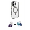 MARSİLYAN™- iPhone 16 Pro Max Kılıf Doruk Doku Özel Seri - Siyah 3D Antistatik Seramik Nano Ekran Koruyucu + Bilvis Titan Kamera Lens - SH