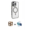 MARSİLYAN™- iPhone 16 Pro Max Kılıf Doruk Doku Özel Seri - Siyah 3D Antistatik Seramik Nano Ekran Koruyucu + Pers Alüminyum Kamera Lens - CLTM