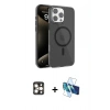 MARSİLYAN™- iPhone 16 Pro Max Kılıf Doruk Doku Özel Seri - Siyah 3D Antistatik Seramik Nano Ekran Koruyucu + PVD Metal Kamera Lens - GD