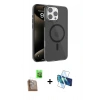 MARSİLYAN™- iPhone 16 Pro Max Kılıf Doruk Doku Özel Seri - Siyah 3D Antistatik Seramik Nano Ekran Koruyucu + Raze Metal Kamera Lens - CLTM