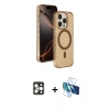 MARSİLYAN™- iPhone 16 Pro Max Kılıf Doruk Doku Özel Seri - Siyah 3D Antistatik Seramik Nano Ekran Koruyucu + PVD Metal Kamera Lens - GD