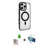 MARSİLYAN™- iPhone 16 Pro Max Kılıf Doruk Doku Özel Seri - Siyah 3D Antistatik Seramik Nano Ekran Koruyucu + Raze Metal Kamera Lens - NLGY