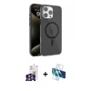 MARSİLYAN™- iPhone 16 Pro Max Kılıf Doruk Doku Özel Seri - Siyah 3D Antistatik Seramik Nano Ekran Koruyucu + Bilvis Titan Kamera Lens - GS