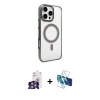 MARSİLYAN™- iPhone 16 Pro Max Kılıf Doruk Doku Özel Seri - Siyah 3D Antistatik Seramik Nano Ekran Koruyucu + Bilvis Titan Kamera Lens - GS