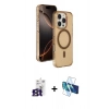 MARSİLYAN™- iPhone 16 Pro Max Kılıf Doruk Doku Özel Seri - Siyah 3D Antistatik Seramik Nano Ekran Koruyucu + Bilvis Titan Kamera Lens - TMGI