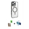 MARSİLYAN™- iPhone 16 Pro Max Kılıf Doruk Doku Özel Seri - Siyah 3D Antistatik Seramik Nano Ekran Koruyucu + Raze Metal Kamera Lens - CLTM