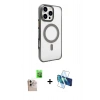 MARSİLYAN™- iPhone 16 Pro Max Kılıf Doruk Doku Özel Seri - Siyah 3D Antistatik Seramik Nano Ekran Koruyucu + Raze Metal Kamera Lens - NLGY