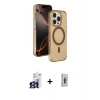 MARSİLYAN™- iPhone 16 Pro Max Kılıf Doruk Doku Özel Seri - Siyah Bilvis 3D Cam Ekran Koruyucu + Bilvis Titan Kamera Lens - TMGI