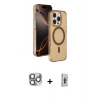 MARSİLYAN™- iPhone 16 Pro Max Kılıf Doruk Doku Özel Seri - Siyah Bilvis 3D Cam Ekran Koruyucu + Pers Alüminyum Kamera Lens - GI