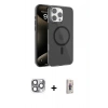 MARSİLYAN™- iPhone 16 Pro Max Kılıf Doruk Doku Özel Seri - Siyah Bilvis 3D Cam Ekran Koruyucu + Pers Alüminyum Kamera Lens - GI