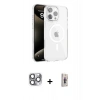 MARSİLYAN™- iPhone 16 Pro Max Kılıf Doruk Doku Özel Seri - Siyah Bilvis 3D Cam Ekran Koruyucu + Pers Alüminyum Kamera Lens - GI