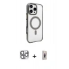 MARSİLYAN™- iPhone 16 Pro Max Kılıf Doruk Doku Özel Seri - Siyah Bilvis 3D Cam Ekran Koruyucu + Pers Alüminyum Kamera Lens - GI