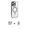 MARSİLYAN™- iPhone 16 Pro Max Kılıf Doruk Doku Özel Seri - Siyah Bilvis 3D Cam Ekran Koruyucu + Pers Alüminyum Kamera Lens - GS