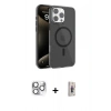 MARSİLYAN™- iPhone 16 Pro Max Kılıf Doruk Doku Özel Seri - Siyah Bilvis 3D Cam Ekran Koruyucu + Pers Alüminyum Kamera Lens - GS