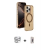 MARSİLYAN™- iPhone 16 Pro Max Kılıf Doruk Doku Özel Seri - Siyah Bilvis 3D Cam Ekran Koruyucu + Pers Alüminyum Kamera Lens - GS
