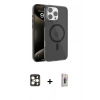 MARSİLYAN™- iPhone 16 Pro Max Kılıf Doruk Doku Özel Seri - Siyah Bilvis 3D Cam Ekran Koruyucu + PVD Metal Kamera Lens - GD