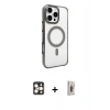 MARSİLYAN™- iPhone 16 Pro Max Kılıf Doruk Doku Özel Seri - Siyah Bilvis 3D Cam Ekran Koruyucu + PVD Metal Kamera Lens - GD