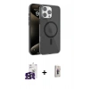 MARSİLYAN™- iPhone 16 Pro Max Kılıf Doruk Doku Özel Seri - Siyah Bilvis 3D Cam Ekran Koruyucu + Bilvis Titan Kamera Lens - SH