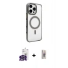MARSİLYAN™- iPhone 16 Pro Max Kılıf Doruk Doku Özel Seri - Siyah Bilvis 3D Cam Ekran Koruyucu + Bilvis Titan Kamera Lens - SH