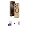 MARSİLYAN™- iPhone 16 Pro Max Kılıf Doruk Doku Özel Seri - Siyah Bilvis 3D Cam Ekran Koruyucu + Bilvis Titan Kamera Lens - SH