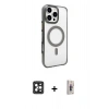MARSİLYAN™- iPhone 16 Pro Max Kılıf Doruk Doku Özel Seri - Siyah Bilvis 3D Cam Ekran Koruyucu + Siyah PVD Metal Kamera Lens