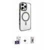 MARSİLYAN™- iPhone 16 Pro Max Kılıf Doruk Doku Özel Seri - Siyah Bilvis 3D Cam Ekran Koruyucu + Bilvis Titan Kamera Lens - TMGI