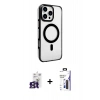 MARSİLYAN™- iPhone 16 Pro Max Kılıf Doruk Doku Özel Seri - Siyah Bilvis 3X AR Hayalet Cam Ekran Koruyucu + Bilvis Titan Kamera Lens - TMGI