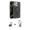 MARSİLYAN™- iPhone 16 Pro Max Kılıf Doruk Doku Özel Seri - Siyah Bilvis 3X AR Hayalet Cam Ekran Koruyucu + Bilvis Titan Kamera Lens - TMGI